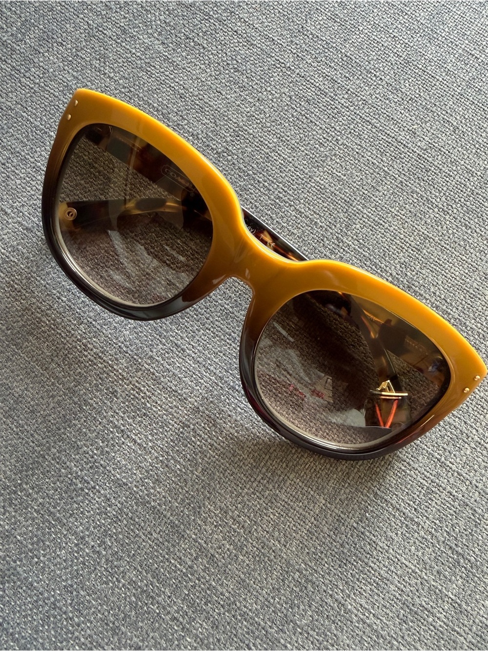 COACH Tortoiseshell Sunglasses with Brown Lenses and Yellow Accent